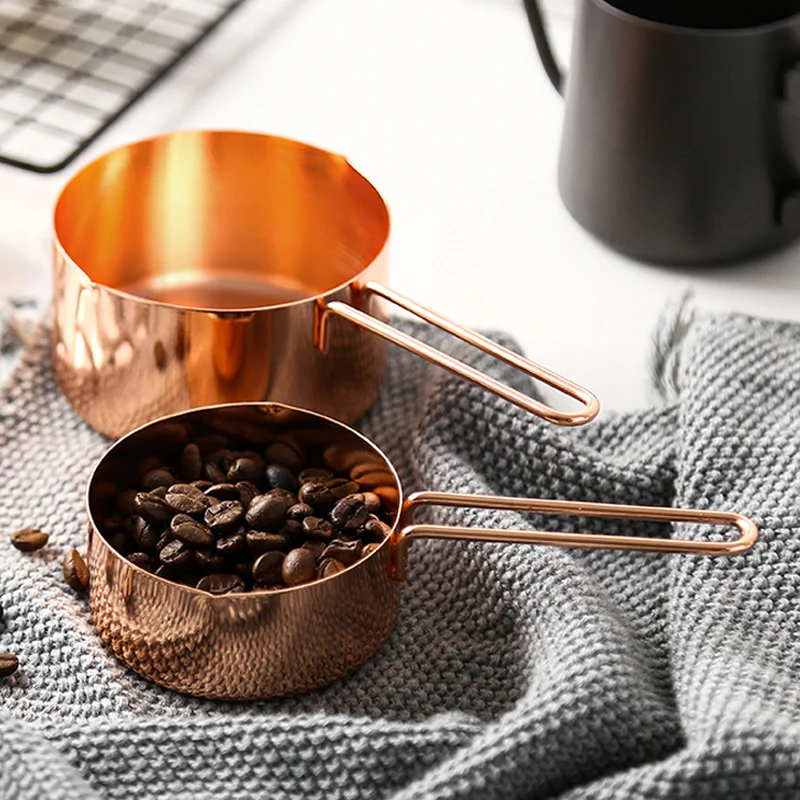 Kitchen Scale 4Pcs Stainless Steel Measuring Cup Set Gold Measuring Cups Coffee Scoop Spoon Measuring Spoon Baking Cooking Tools (6)