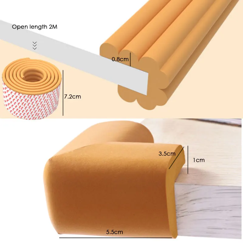 Защита детей 2 м Длина настольное ограждение 8 шт Анти-столкновения угол Детская безопасность Продукты стекло Край Мебель угловая защита