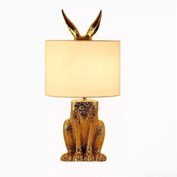 

Promotion Table Lamps Fabric Lampshade Night Lights Lamp Gold Animal Design Simple Reading Little Night Light Resin Table Lamps