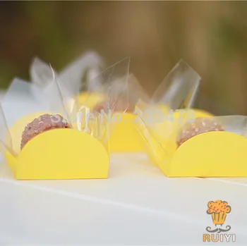 

Yellow birthday party decorations kids party supplies cake wrappers chocolate box orminhas para doces 50pcs/lot AW-0517