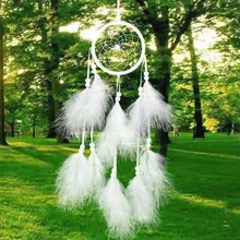 White DreamCatcher Handmade Dream Catcher Net With Feathers Wall Car Hanging Decoration Decor Craft Best Gift for Friends
