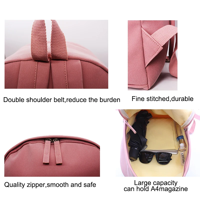 TRISJEM nueva Mochila escolar para mujeres de cuero Pu Rosa Harajuku Mochila para adolescentes Mochila de viaje Mochila para parejas saco azul A Dos TRISJEM nueva Mochila escolar para mujeres de cuero Pu Rosa Harajuku Mochila para adolescentes Mochila de viaje Mochila para parejas saco azul A Dos