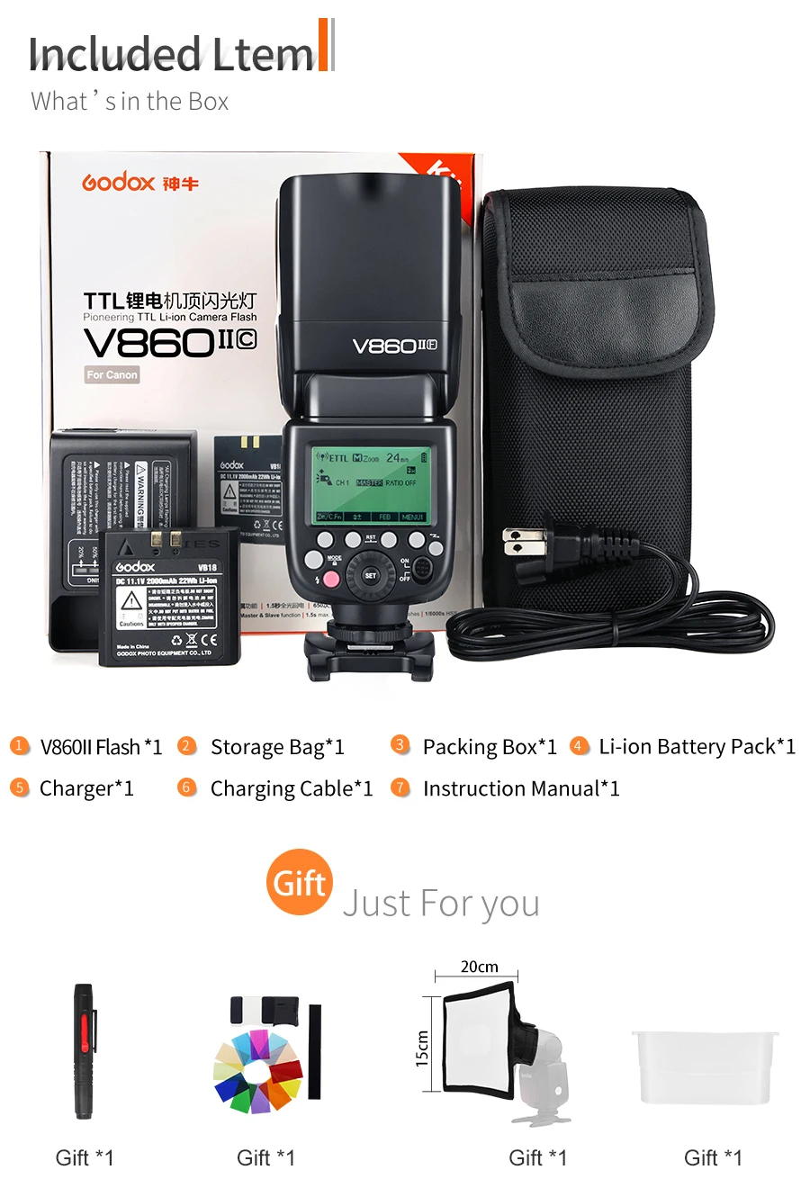 Godox Ving V860II V860II-F GN60 2,4G ttl HSS 1/8000 литий-ионный аккумулятор для камеры Speedlite вспышка для Fujifilm DSLR+ софтбокс Подарочный комплект