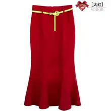 Осенние и зимние шерстяные высокой талии юбки шаг юбка плюс размер рыбий хвост юбка