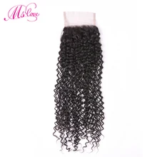 MS Love Hair малазийские кудрявые вьющиеся человеческие волосы Кружева Закрытие 4x4 бесплатно/средний/три части глубокий кудрявый удлинитель 1 шт. натуральный цвет