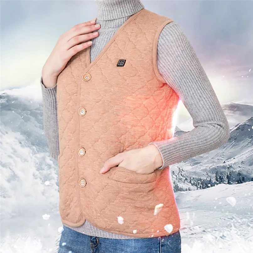 

Hiking Vests Outdoor Rechargeable Heated Cotton Top Warm Clothing Heated For Riding Skiing Fishing Charging Via Heated Coat #2D1