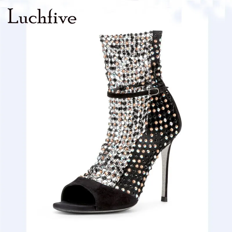 Женские сетчатые босоножки с кристаллами Blingbling привлекательные вечерние туфли