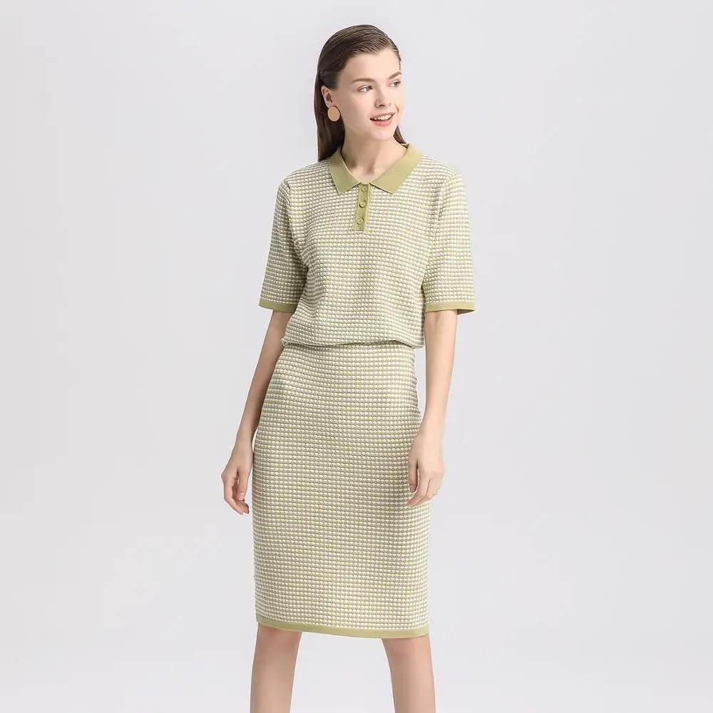 

2 Pieces Sweater Dress Set Women Office Wear Casual Pullover Knitted Dresses Clothing Suit 2019 New Knit Set Short Sleeve Skirt