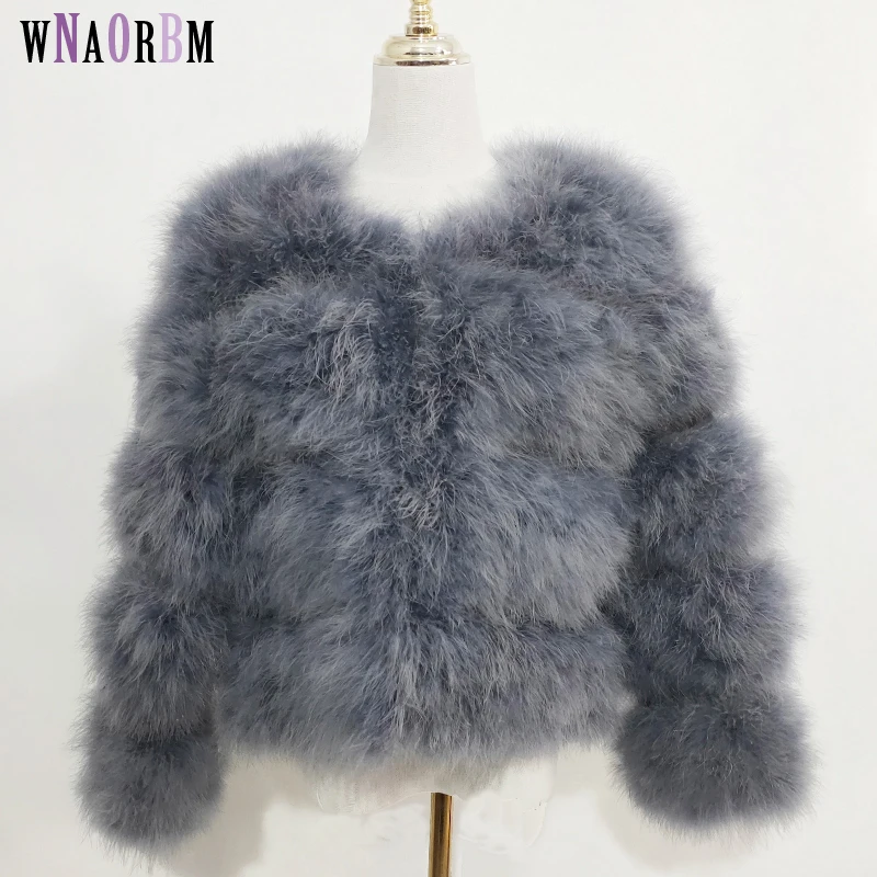 цена newowlbie Sexy ostrich hair turkey leather fur coat plus leather women's jacket genuine down short  jacket retail / wholesale