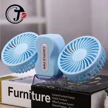 2 Motors Summer Couples Air Conditioner Fan Rechargeable Li Battery Conditioning Ventilador Fans Portable Mini USB