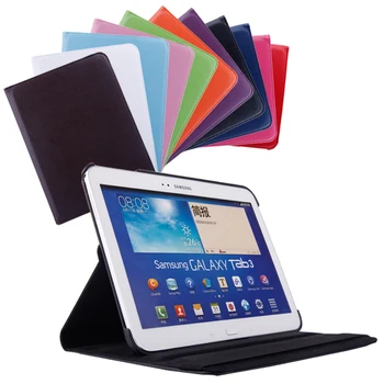 

360 Degrees Rotating Stand PU Leather Flip Case For Samsung Galaxy Tab 3 P5200 P5220 P5210 10.1 inch tablet Unique Stained case