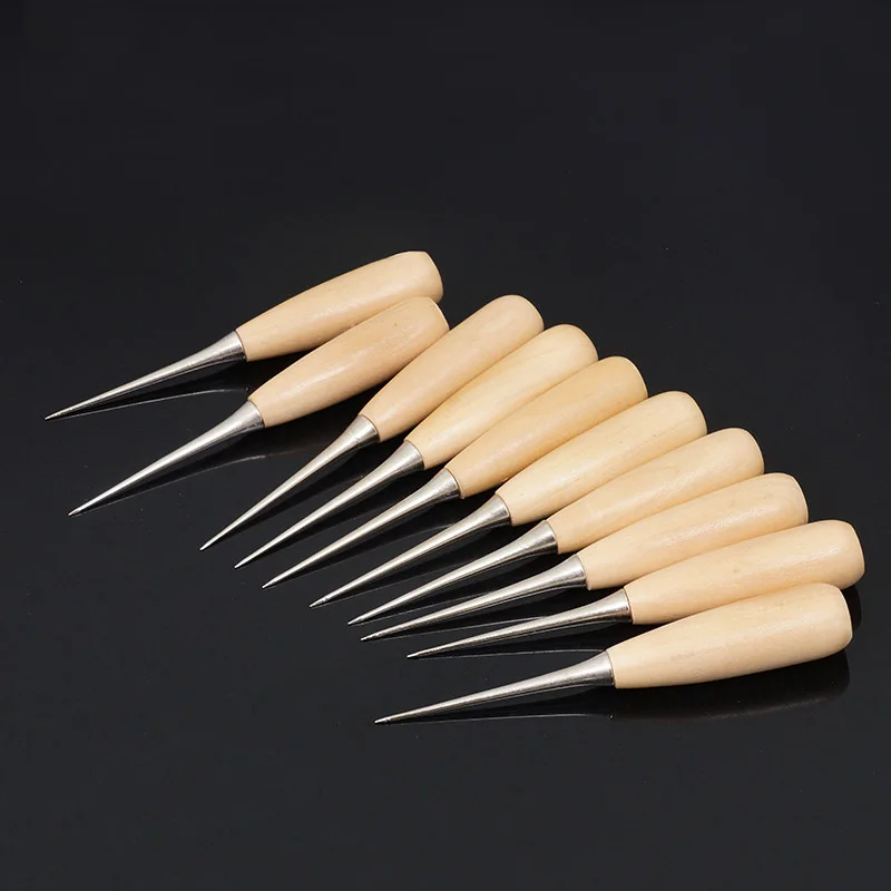 1 PCS Leather Stab Tool DIY Gadget Wood Handle Drillable Awl Round Solid Beech for Craft|tool diy|tools fortools leather |