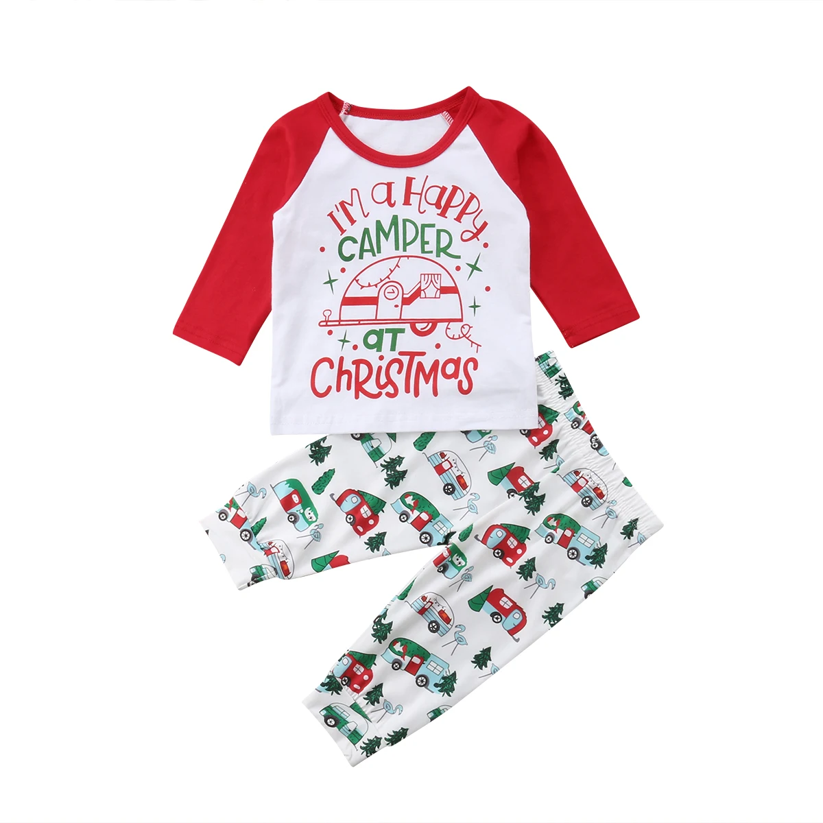 

2pcs Newborn Infant Baby Boy Girl Christmas Clothes Long Sleeve T-shirt Tops Car Print Pants Outfit Set 2019