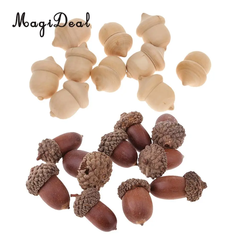 20pcs Natural Wood Acorns & Dried Acrons Table Ornament Accents Creative Home Christmas Decoration DIY