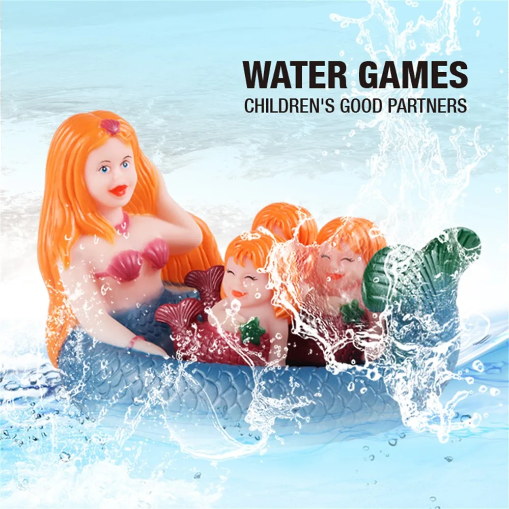 

2019 Hot Sale toys for bath Shrilling Rubber Cute Sea Mermaid Family Bathtub Pals Floating Bath Tub Toy baby bathroom#S20