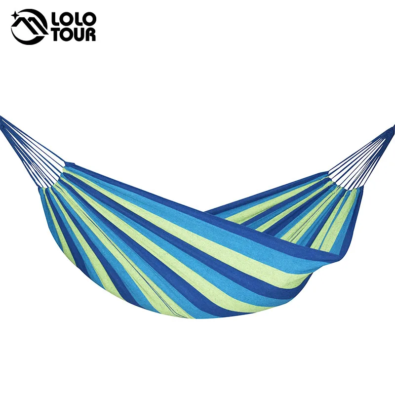 Double Canvas Hammock 240*150cm Portable Hanging Sleeping Bed Swing Chair Camping Hammock with Tree Straps for Indoor Outdoor 