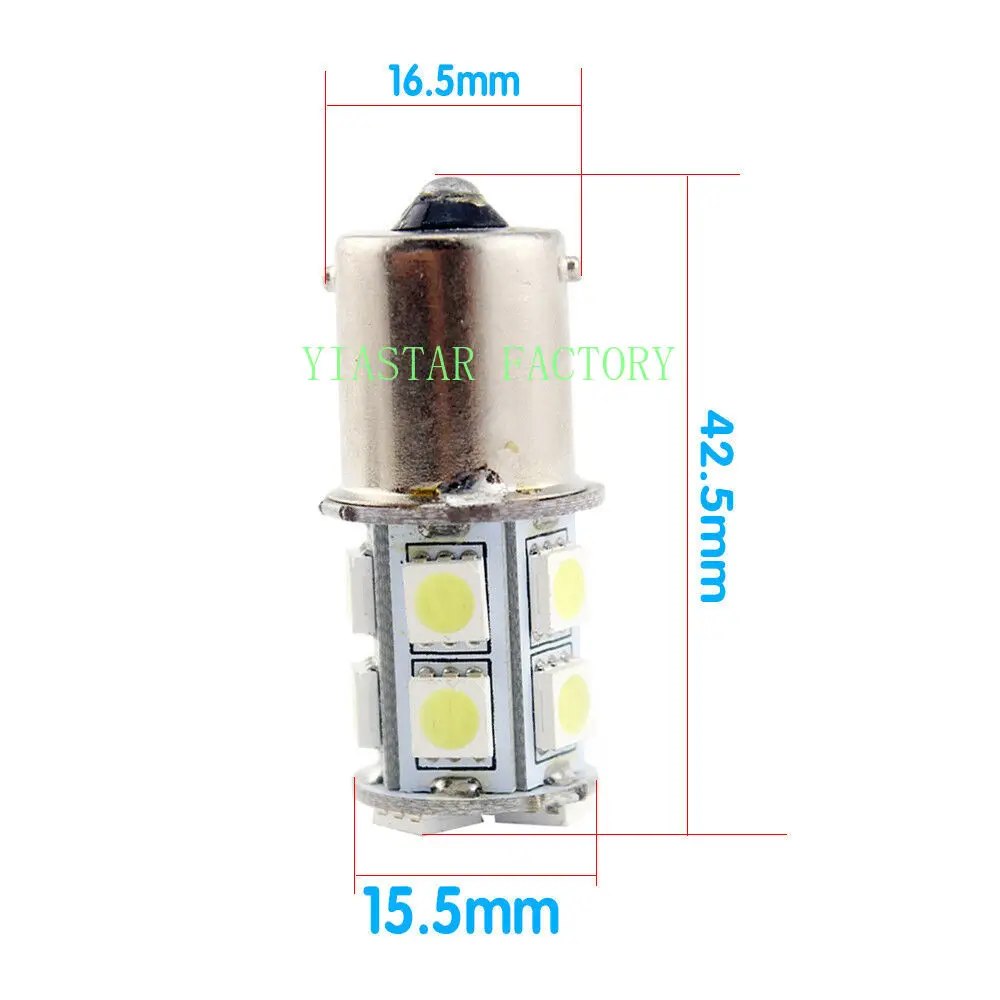 Yiastar 1000 шт. X 1156 Ba15s led P21w 13Smd 5050 светодиодный стоп сигнал фонарь поворота