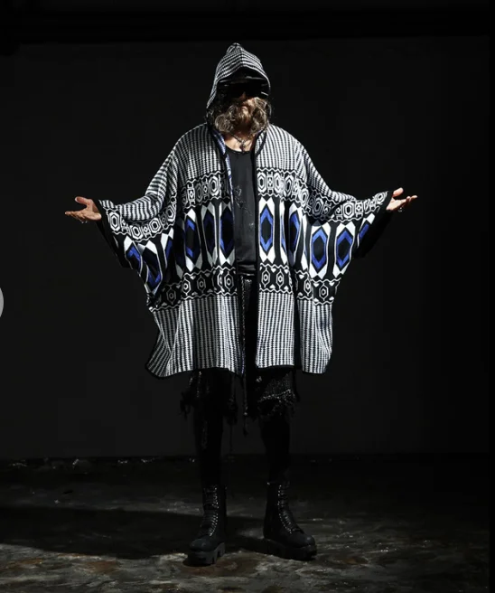 

Fashion Mens Knitted Cardigan Batwing Sleeve Loose Fit Hooded Plus Size Sweaters One Free Size Irregular L22