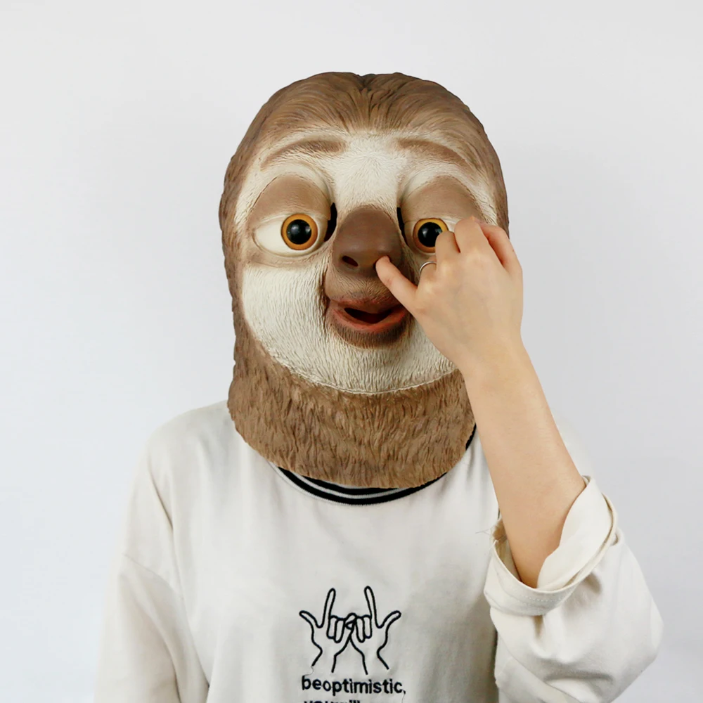 Latex Sloth Mask Zootopia Flash Sloth Mask Complete Latex Animal Head Mask Halloween Party Cosplay Prop Accessories Toys (8)