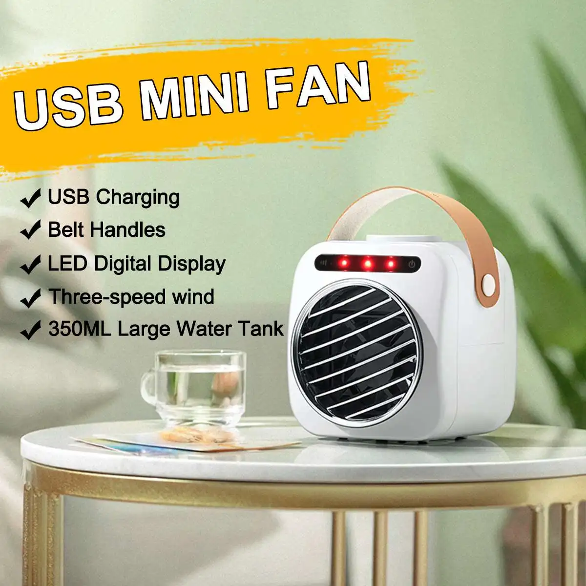 

2 Style 5W USB Mini Portable Air Conditioner Fan Desktop Humidification Low Noise Air Cooler Fan Conditioner 350ml Water Tank