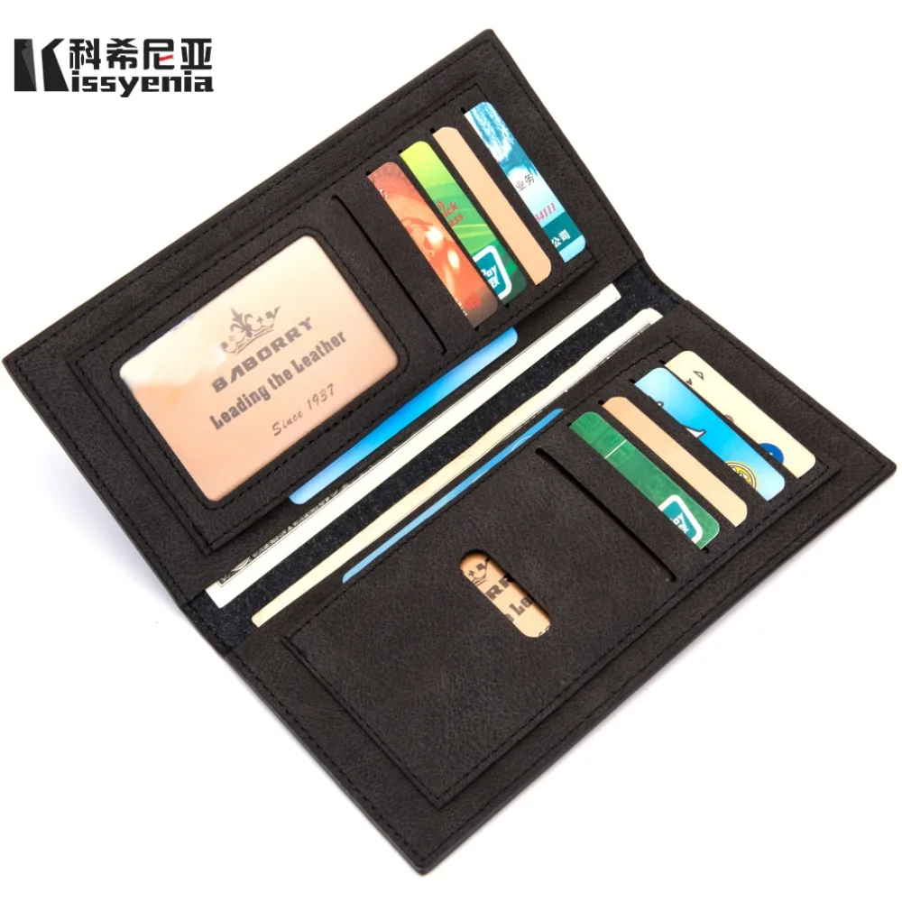 

Kissyenia PU Leather Wallet Men Large Capacity Coin Purse Credit Card Holder Ultra-thin Men's Purse Fashion Portomonee KS1282