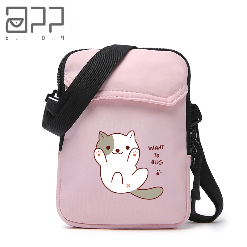 

APP BLOG Brand Women's Shoulder Bag Cute Sweet Cat Phone Bags For Girl Waterproof Nylon Fashion Messager Bag 2018 New Arrival