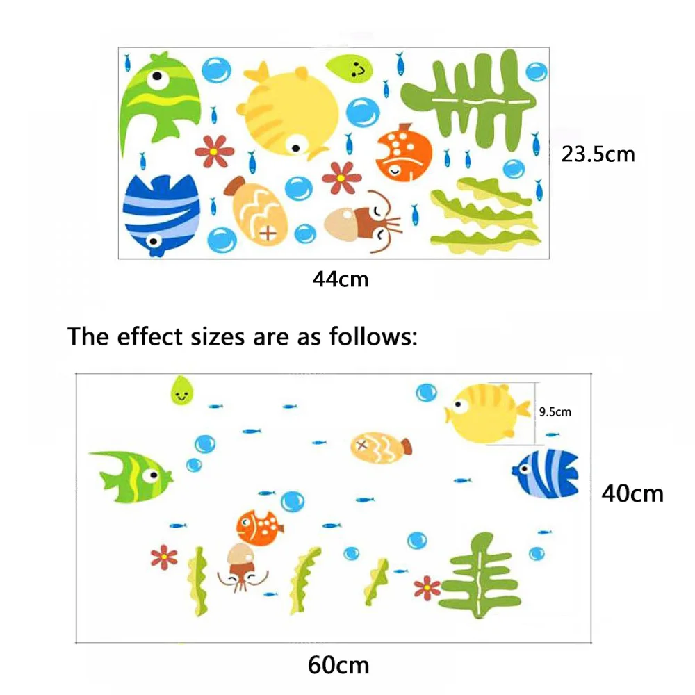 Пузырьки рыбы настенные наклейки для детской комнаты ванная комната настенная наклейка в детскую мультфильм океан животное водонепроницаемый ПВХ домашнее украшение