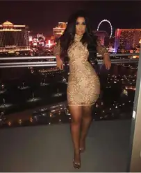 Одежда высшего качества женские с длинным рукавом Сексуальная Bodycon Платье Вышивка Вечеринка платье Бандажное платье