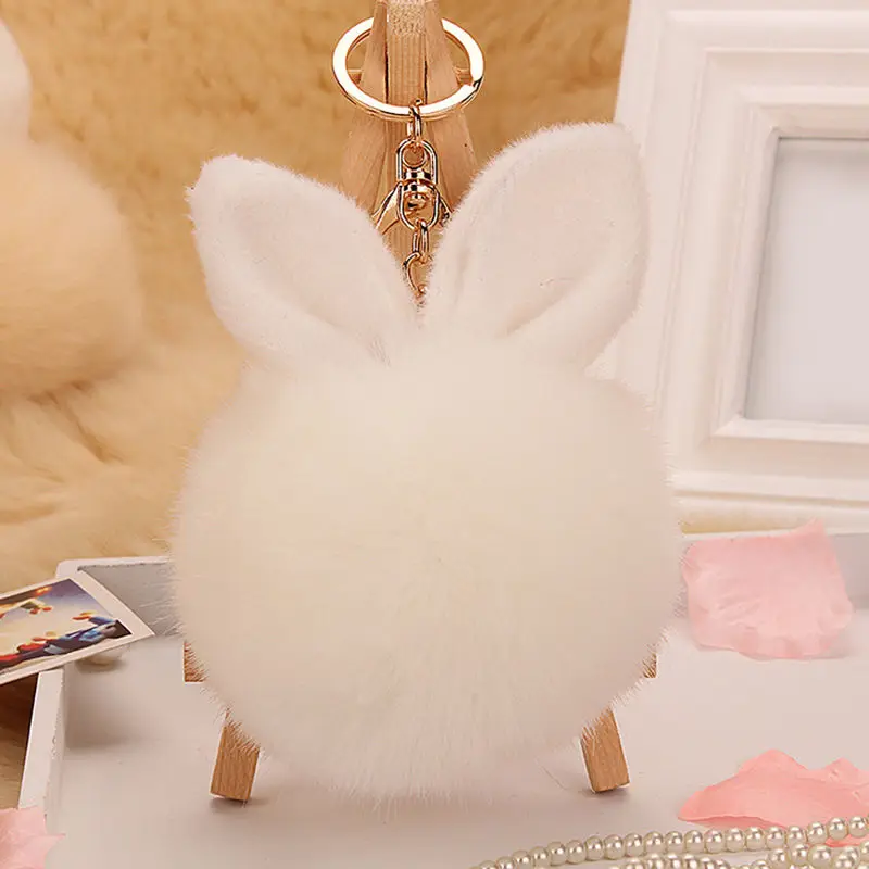 Aliexpresscom buy trendy white rabbit fur ear ball keychains fluffy Aliexpresscom buy trendy white rabbit fur ear ball keychains fluffy