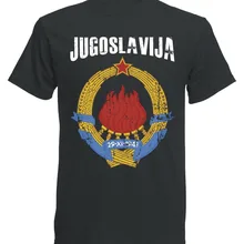 Jugoslavija Yugoslavia el escudo de armas de 2019 camiseta futbolista Vintage cresta negra de la alta calidad de los hombres ropa de algodón Ringer T camiseta