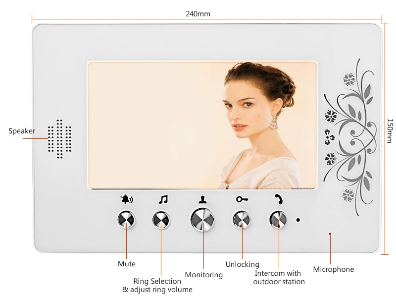 

FREE SHIPPING Wired 7" 4-wire TFT Color Screen Video Door phone Intercom System + 1 White Monitor IN STOCK