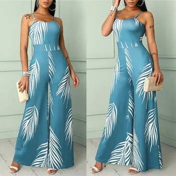

2019 Women Floral Jumpsuit Fashion Trendy Sling Print Loose Piece Trousers Sexy Summer Sleeveless Bodysuit