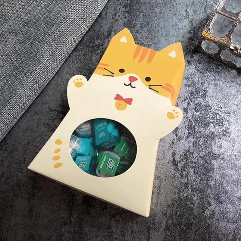 Коробка конфет с милыми животными розовый кот кролик пакеты для печенья подарки