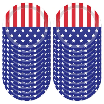 

9inch July 4th American Flag Design Disposable Plates Tableware United State National Day Party Decoration Party Favors Supplies