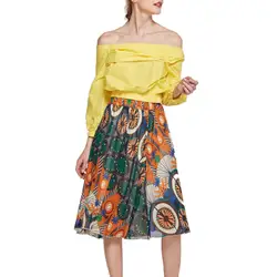 Новинка весны 2019 года, европейская модная женская юбка с высокой талией и принтом в богемном стиле, юбка А-образной формы A419