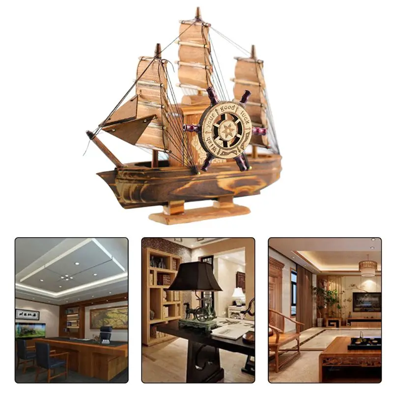 

Wooden Sailboat Music Box Sailing Boat Model Ornaments Home Office Decoration Craft Birthday Christmas Gift Toy