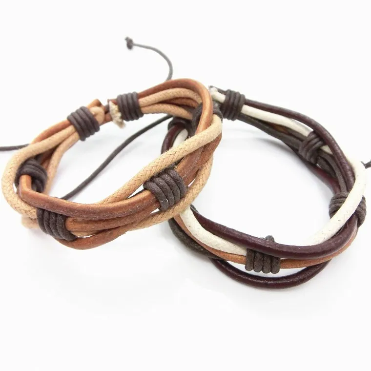 

Promotion factory directly handmade rope bracelets for men fashion charm cord wristband wrap sport leather bangles women bijoux