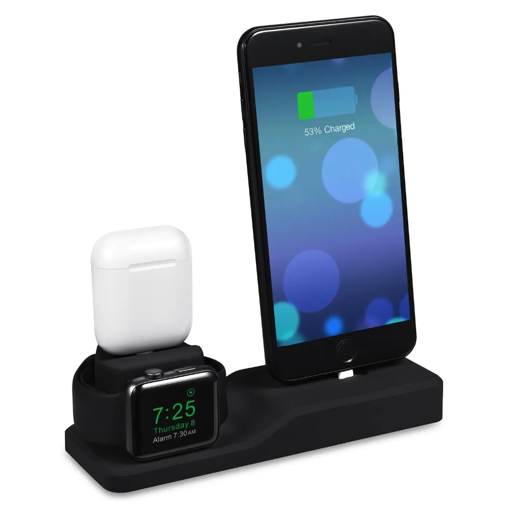 3 в 1 силиконовый держатель для Apple Watch Dock iPhone X XS XR MAX 6 6S 7 8 Plus Airpods док зарядное