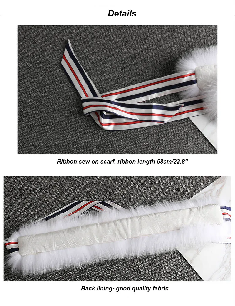 fox fur scarf with ribbon details