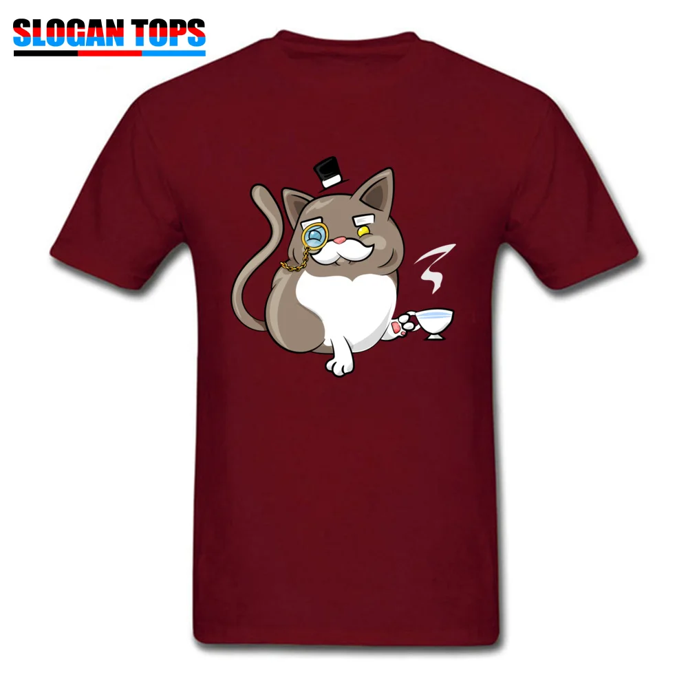 Party Fancy Cat Crewneck T Shirt Summer Fall T Shirt Short Sleeve for Men 2018 Fashion 100% Cotton Camisa T-shirts Fancy Cat maroon