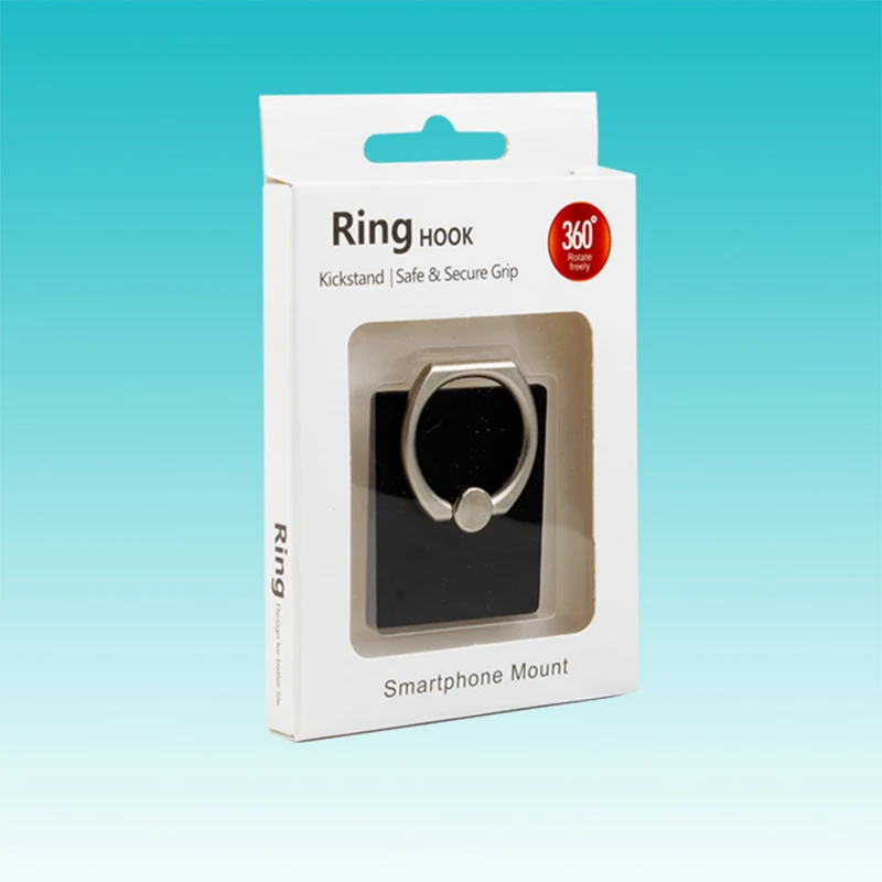 

Wholesale Mobile Phone Ring Stent Packaging Box with clear PVC Window and inner holder tray for Finger Ring Holder free shipping