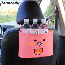 Мультяшная Автомобильная мусорная банка Автомобильная корзина для мусора искусственная кожа Автоматическая спинка для сиденья сумка для хранения Органайзер Карманный Автомобиль интерьерные аксессуары