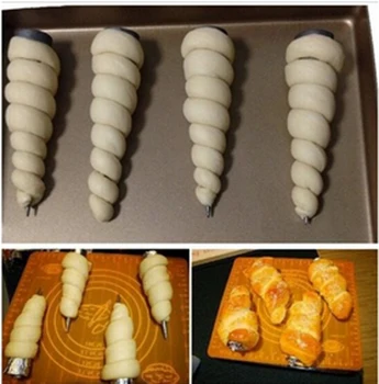

3PCS/Set Hot Practical Cone Shape Heat Resisitant Stainless Steel Croissant Maker DIY Danish Spiral Pipe