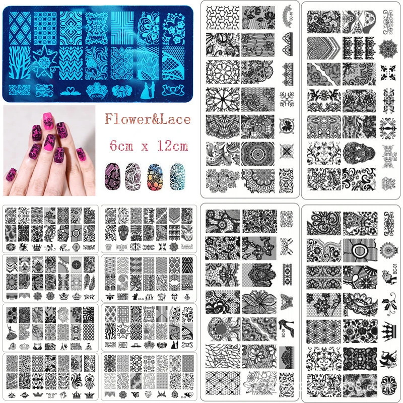 

ELECOOL 1 Pcs DIY Styling Tools 2 StylesTemplate Beauty Stencil Manicure Unicorn Nail Art Print Stamping Plates Nail Tool