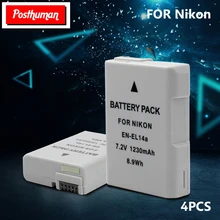 Цифровые батареи 7,2 v 1230mAh перезаряжаемая декодированная батарея для камеры Nikon Coolpix с одним объективом, рефлекторный EN-EL14A, литий-полимерный