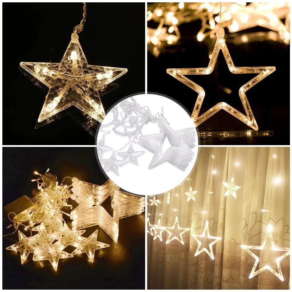 

2.5M Fairy Star Led Curtain String Light 220V with EU plug Xmas Garland Holiday Light for Christmas/Halloween/Room Decoration
