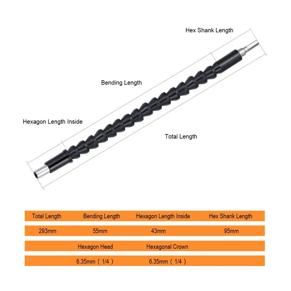 295 мм гибкие биты вала удлинительная Отвертка Держатель Бит подключение электроники дрель 1/" шестигранный хвостовик аксессуары для электроинструмента