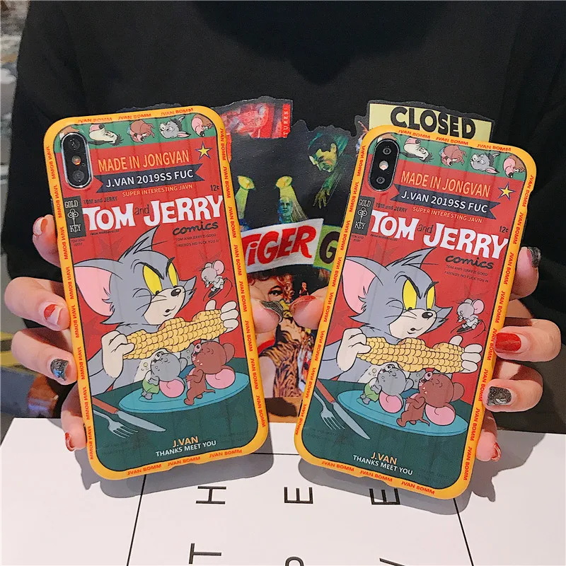 

For Iphone 6 7 8 S Plus X XR XS XSMAX Funny Tom&Jerry Cartoon Smart Phone Case Soft Silicone Matte 3D Fitted Protector Iphone X