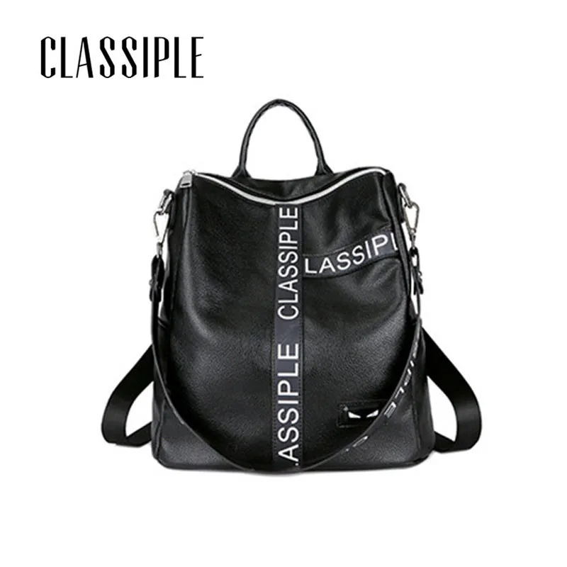 

Black Female Backpacks 2018 Letter Cute Backpack Fashion Women Leather Backpacks School Bags Girls PU Leather Mochila Menina