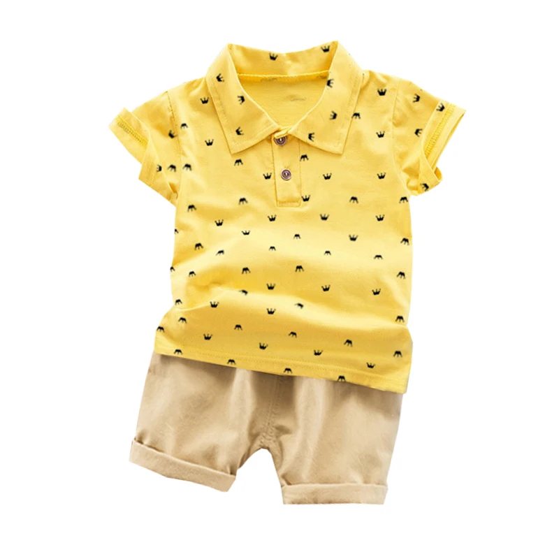 

2019 Summer kid clothes Boys Clothes Short Sleeve Print Tops T-shirt+Shorts 2pcs Children Casual Clothing Sets